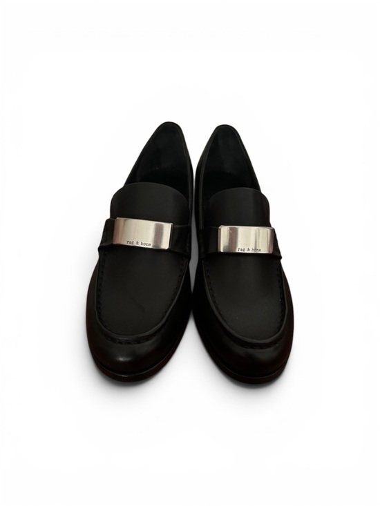rag & bone Shoes - rag & bone Black Leather Penny Loafers with Silver Plaque